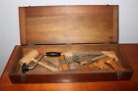 Vintage A.C. Gilbert Wood Tool Box w/ Tools Dovetail Mortise Brass - Erector Set