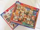 White Mountain Jigsaw Puzzle Christmas Books Holiday Stamps 1000 Piece Lot Of 2