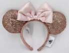 Minnie Mouse Ears Headband Disney Parks 2022 Pink Bow Satin Mickey Rose Gold