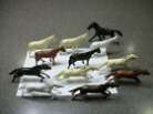 11 VINTAGE MARX FORT APACHE PLAYSET INDIAN PONIES & ONE CAVALRY HORSE