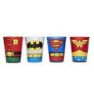 DC Superheroes Uniforms 4 PC Shot Glass Set Clear