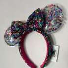 Disney Parks Official Sparkle Minnie Ears Rainbow Star Confetti Sequin Headband