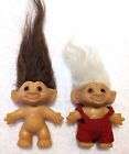 LOT OF 2 VINTAGE 1960s DAM TROLLS - ONE w/ OUTFIT, ONE MARKED - NEED TLC