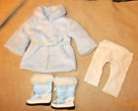 American Girl Doll Snow Flurry Outfit Blue fur coat Boots White Leggings Partial