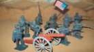 Lot of ten oiginal BMC Gettysburg playset Union soldiers, 54mm in size w/cannon