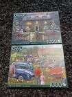 FALCON 2X1000 PIECE PUZZLES-THE CHRISTMAS COTTAGE&THE CAR SHOW COMPLETE