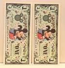 (2) 2000 $1 Mickey Mouse DISNEY DOLLAR A00036109 A Unc a00036133,34