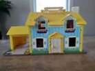 Fisher Price Little People Vintage Play Family House Blue Yellow #952 From 1969