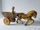 MARX TOYS TIN-PLATE CLOCKWORK PONY & CART WITH DRIVER MADE IN GT. BRITAIN