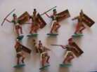 VINTAGE TIMPO TOYS PLASTIC FIGURES ROMAN SOLDIERS 7 GOLD ARMOURED SKIRTS