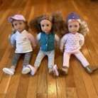 Lot Of 3 Our Generation 18” Dolls Brown Curly Hair & Long Blonde Hair Green Eyes