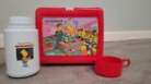 Vintage The Simpsons Red Plastic Lunch Box With Thermos