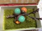 Acorn Cap Cluster & Marble Art*HandMade*Orange & Green Glass Marbles