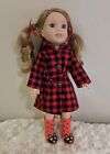 COAT~Red buffalo plaid hooded~made for Willa or any WellieWisher/GlitterGirl