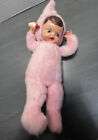 Vintage Rubber Face Plush Pink Kewpie Baby Doll W Bottle 50s Stuffed Dolly 18”