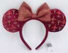 Disney Parks Minnie Mouse Jeweled Cranberry Red Bow 2022 Ears Kids Gift Headband