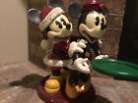 DISNEY MICKEY MOUSE & MINNIE MOUSE CHRISTMAS STATUE WITH COOKIE PLATE HOLDER