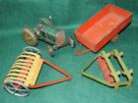 METTOY PLAYTHINGS VINTAGE 1950s TINPLATE CLOCKWORK FARM TRACTOR & IMPLEMENTS