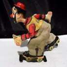 Vintage Tin Wind-up Mechanical Clown on Roller Skates, T.P.S. Japan, As Found.