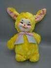 Vintage RUSHTON Co. Yellow Rabbit Felt Coat Vinyl Rubber Face Plush Stuffed Toy