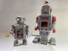 Two Tin Clockwork Robot Toys