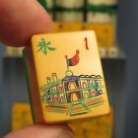 Vintage Chinese Bakelite Mahjong 160 Green Wafer Back Tiles ~ Xinhai Revolution