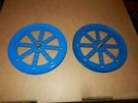 2 MECCANO #19c Pulley Wheels, Blue,  6 inches in Diameter