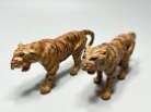 2 Antique German Elastolin Lineol Composition Animal Toy Figures Tiger
